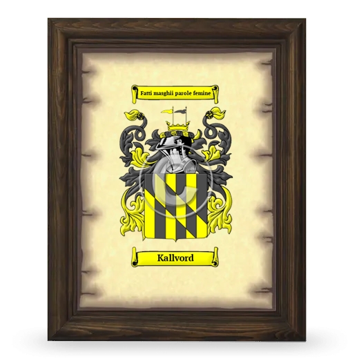 Kallvord Coat of Arms Framed - Brown