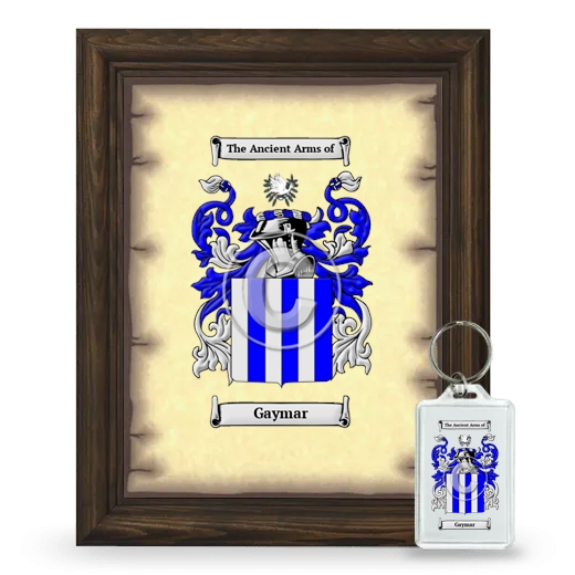 Gaymar Framed Coat of Arms and Keychain - Brown