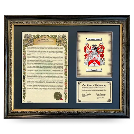 Camach Framed Surname History and Coat of Arms- Heirloom