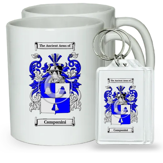 Campanini Pair of Coffee Mugs and Pair of Keychains