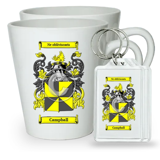 Campball Pair of Latte Mugs and Pair of Keychains