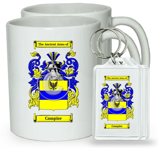 Campise Pair of Coffee Mugs and Pair of Keychains