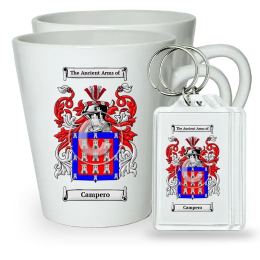 Campero Pair of Latte Mugs and Pair of Keychains