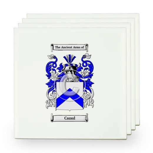 Canul Set of Four Small Tiles with Coat of Arms