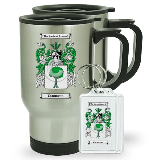 Cannavan Pair of Travel Mugs and pair of Keychains