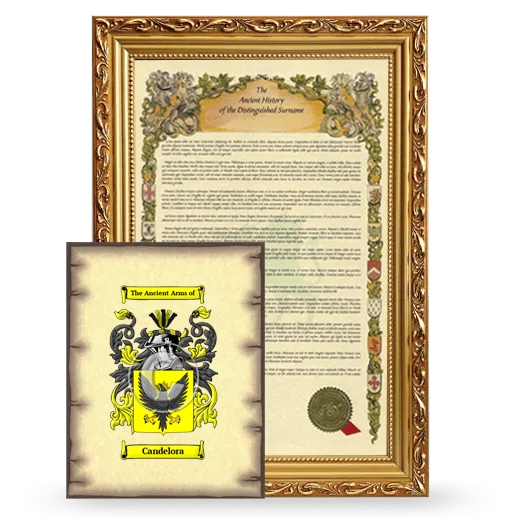 Candelora Framed History and Coat of Arms Print - Gold