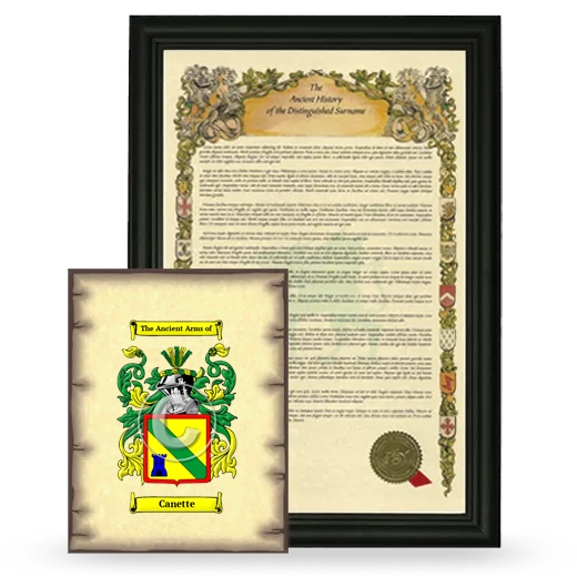 Canette Framed History and Coat of Arms Print - Black