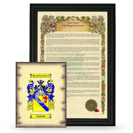 Centeno Framed History and Coat of Arms Print - Black