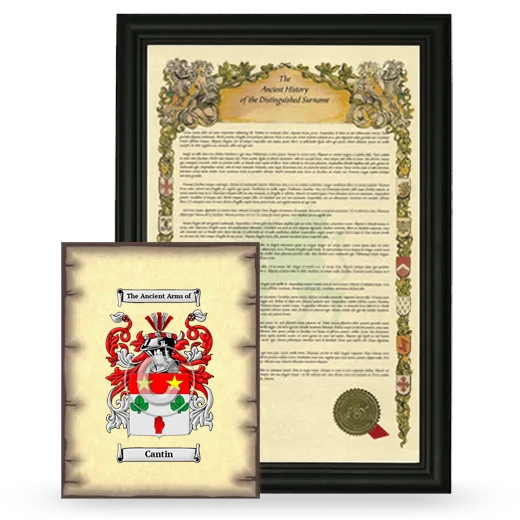 Cantin Framed History and Coat of Arms Print - Black