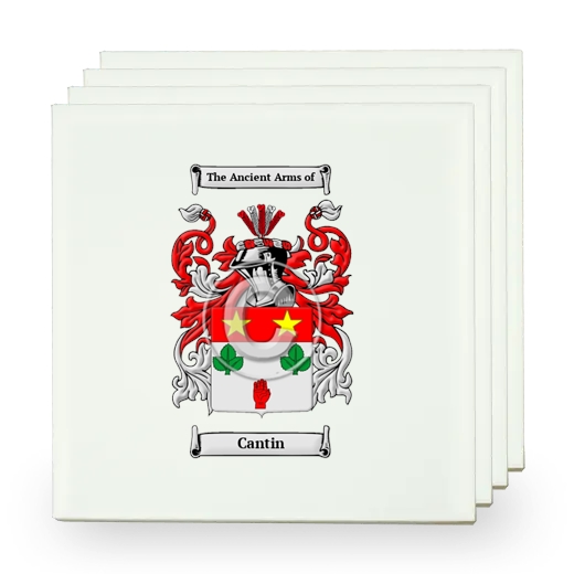 Cantin Set of Four Small Tiles with Coat of Arms