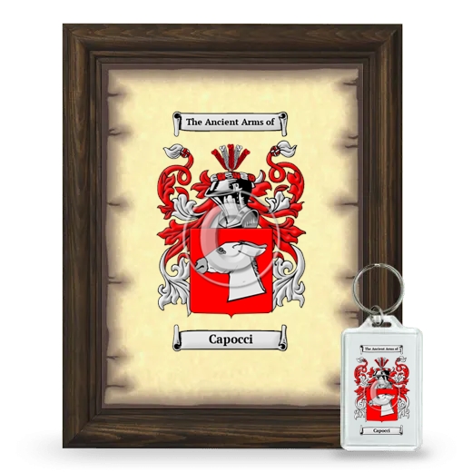 Capocci Framed Coat of Arms and Keychain - Brown