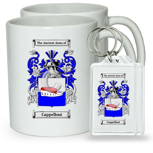 Cappelloni Pair of Coffee Mugs and Pair of Keychains