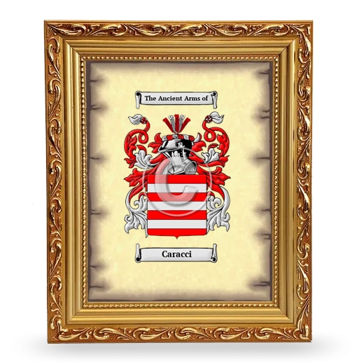 Caracci Coat of Arms Framed - Gold