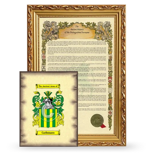 Carbonaro Framed History and Coat of Arms Print - Gold