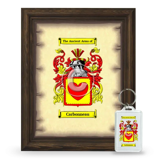 Carbonneau Framed Coat of Arms and Keychain - Brown