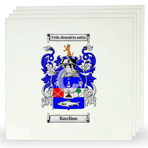 Karrlinn Set of Four Large Tiles with Coat of Arms