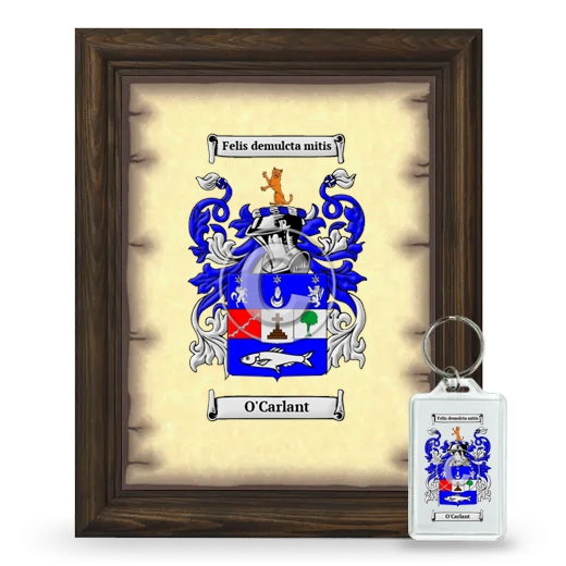 O'Carlant Framed Coat of Arms and Keychain - Brown