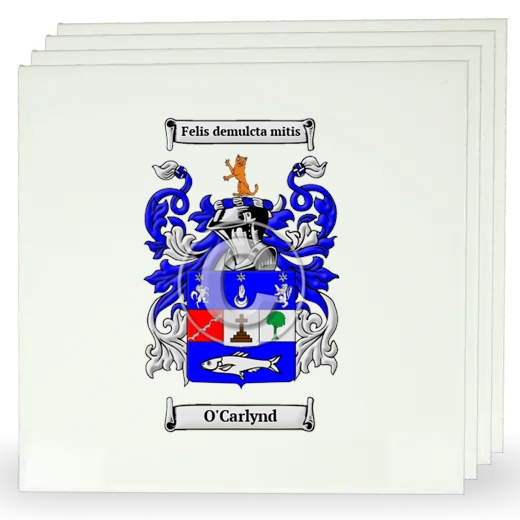O'Carlynd Set of Four Large Tiles with Coat of Arms