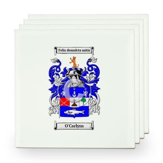 O'Carlyns Set of Four Small Tiles with Coat of Arms