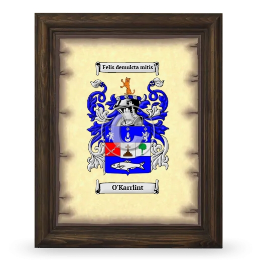 O'Karrlint Coat of Arms Framed - Brown