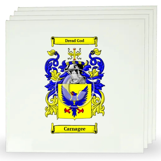 Carnagee Set of Four Large Tiles with Coat of Arms