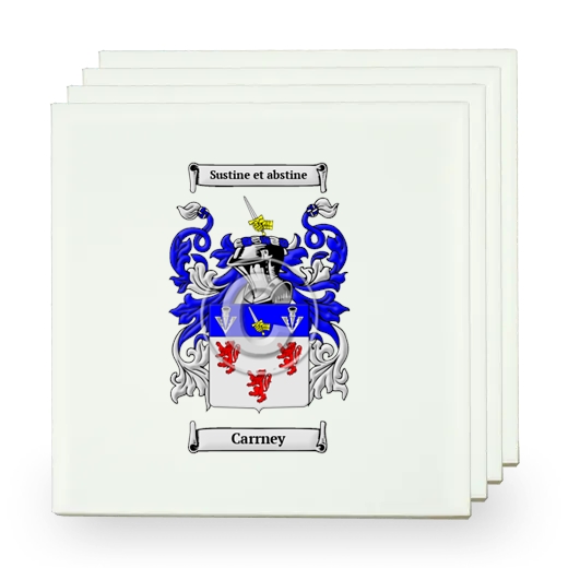 Carrney Set of Four Small Tiles with Coat of Arms