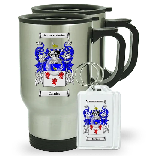 Cornies Pair of Travel Mugs and pair of Keychains