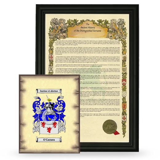 O'Carnea Framed History and Coat of Arms Print - Black