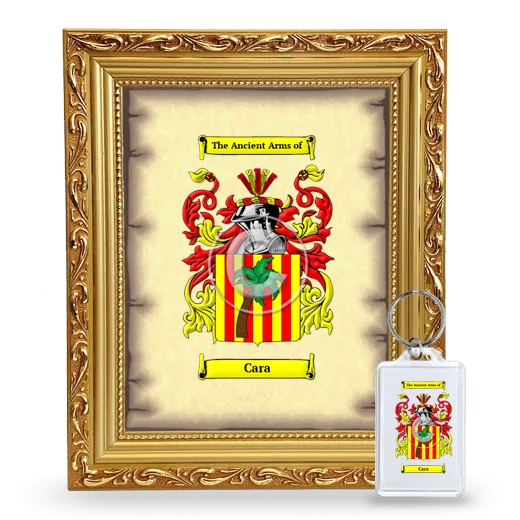 Cara Framed Coat of Arms and Keychain - Gold