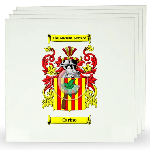 Carino Set of Four Large Tiles with Coat of Arms