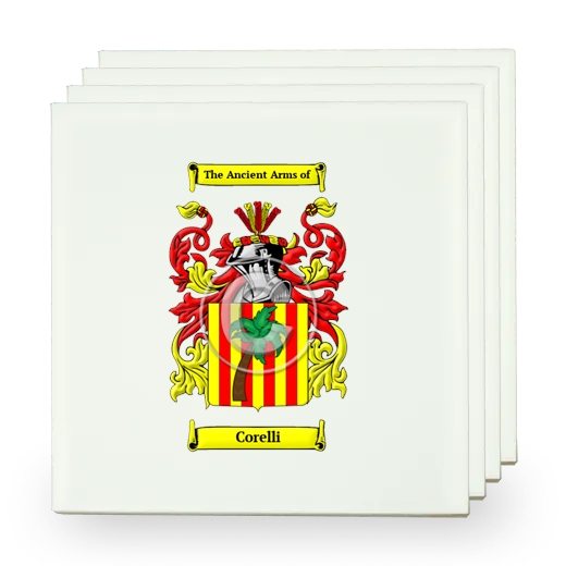 Corelli Set of Four Small Tiles with Coat of Arms