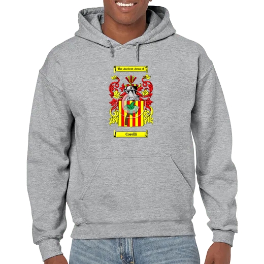 Corelli Grey Unisex Coat of Arms Hooded Sweatshirt