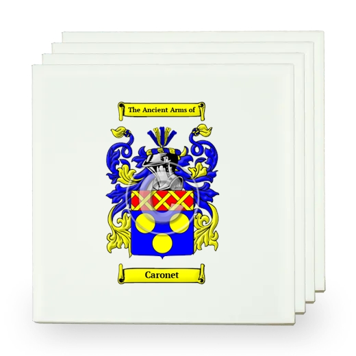 Caronet Set of Four Small Tiles with Coat of Arms
