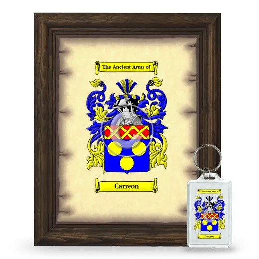 Carreon Framed Coat of Arms and Keychain - Brown