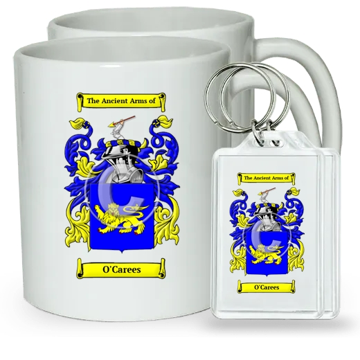 O'Carees Pair of Coffee Mugs and Pair of Keychains