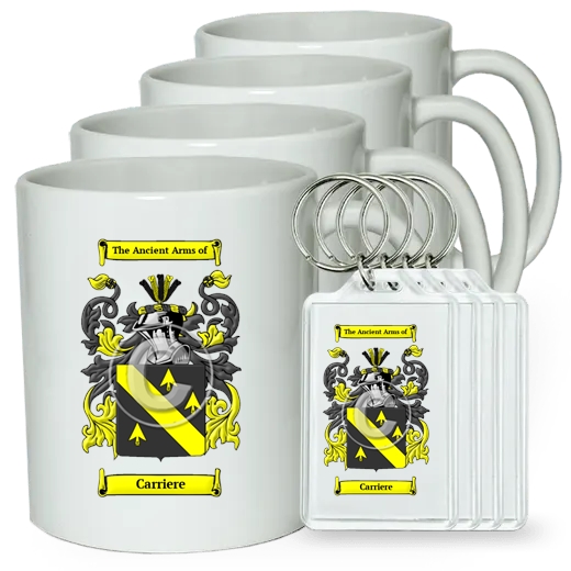Carriere Set of 4 Coffee Mugs and Keychains