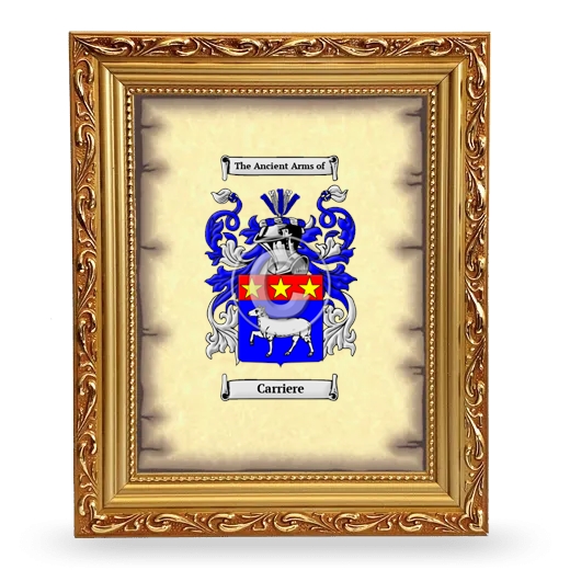 Carriere Coat of Arms Framed - Gold