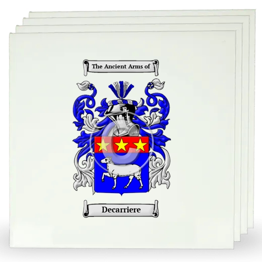 Decarriere Set of Four Large Tiles with Coat of Arms