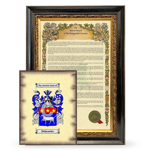 Delacarier Framed History and Coat of Arms Print - Heirloom