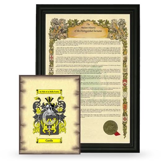 Carils Framed History and Coat of Arms Print - Black