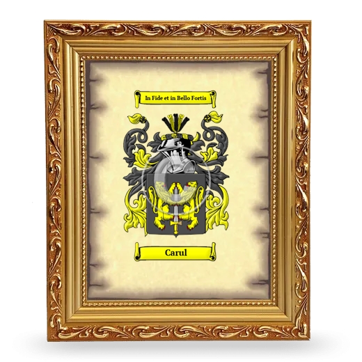 Carul Coat of Arms Framed - Gold