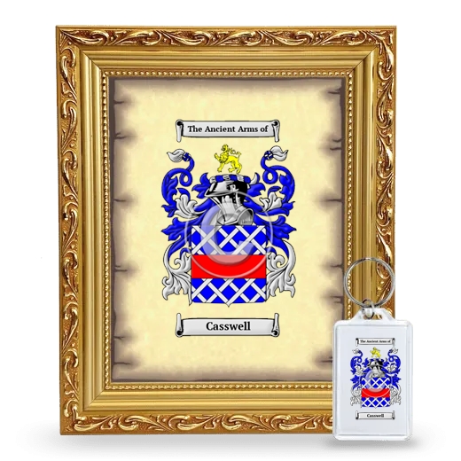 Casswell Framed Coat of Arms and Keychain - Gold