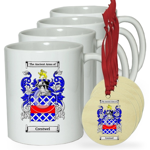 Crestwel Set of 4 Classic Mugs and Ornaments