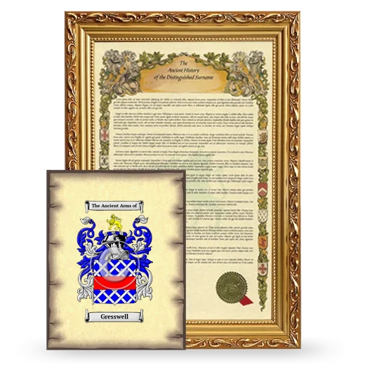 Gresswell Framed History and Coat of Arms Print - Gold