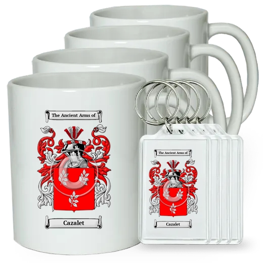 Cazalet Set of 4 Coffee Mugs and Keychains