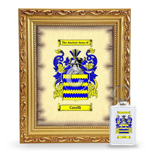 Caselli Framed Coat of Arms and Keychain - Gold