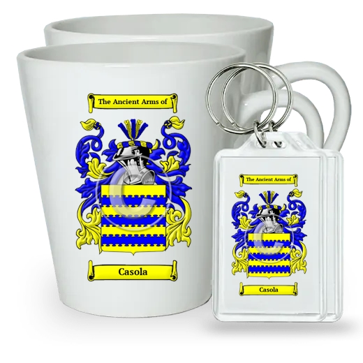 Casola Pair of Latte Mugs and Pair of Keychains