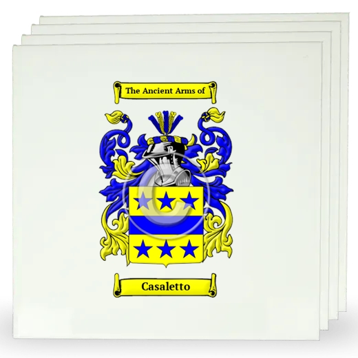 Casaletto Set of Four Large Tiles with Coat of Arms