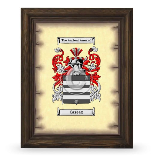 Cazeax Coat of Arms Framed - Brown