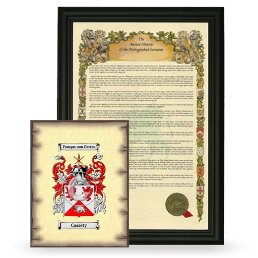 Cassety Framed History and Coat of Arms Print - Black